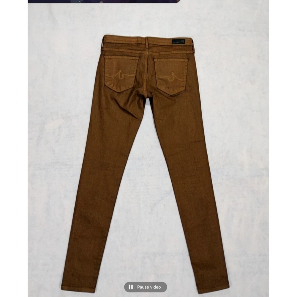 AG Adriano Goldschmied The Absolute Womans Sz 28 Extra‎ Skinny Wax Coated Brown - Picture 3 of 5